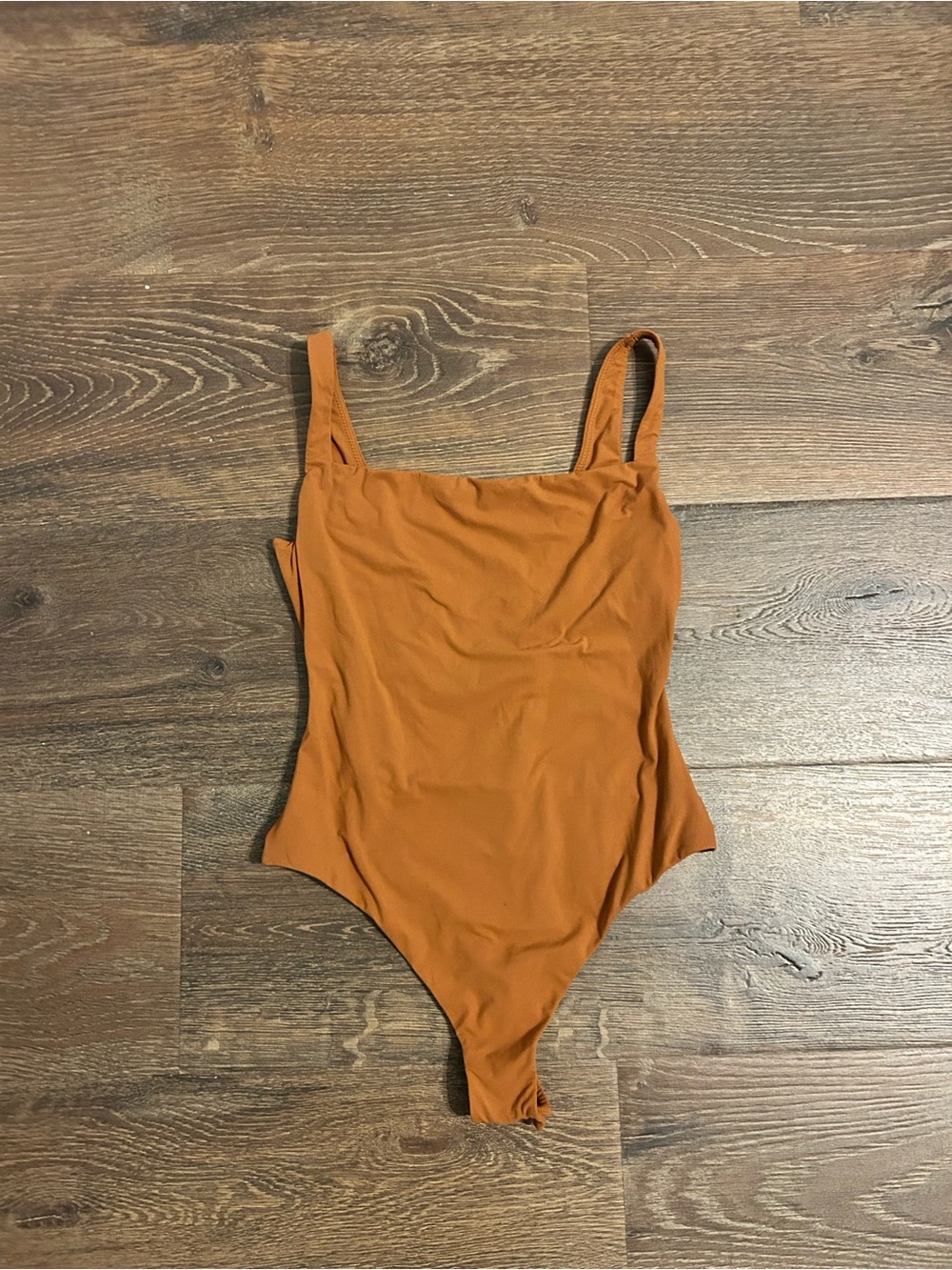 SKIMS Rust/Brown Brown Square Neck Bodysuit